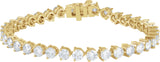 18K Gold Round Natural Diamond Line Bracelet – 4.4mm Stones - Yellow Gold