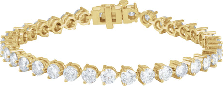 18K Gold Round Natural Diamond Line Bracelet – 4.4mm Stones - Yellow Gold