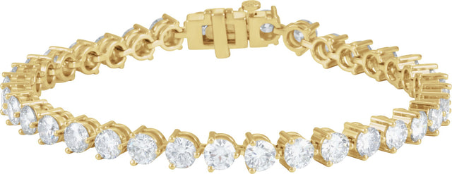 18K Gold Round Natural Diamond Line Bracelet – 4.4mm Stones - Yellow Gold