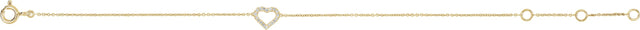14K Gold Round Natural Diamond Heart Bracelet - Yellow Gold - view 2