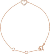 14K Gold Round Natural Diamond Heart Bracelet - Rose Gold