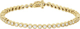 14K Gold Round Natural Diamond Line Bracelet II - Yellow Gold