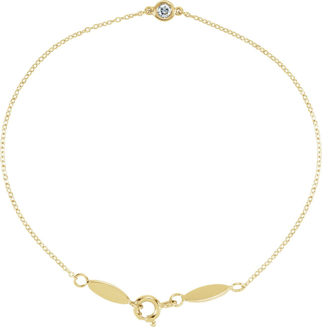 18K Gold Round Natural Diamond Bezel-Set Link Bracelet