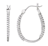 14K Gold Round Natural Diamond Inside-Outside U-Hoop Earrings - White Gold
