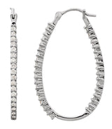 Platinum Round Natural Diamond Inside-Outside U-Hoop Earrings