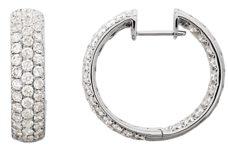 18K Gold Round Natural Diamond Pavé-Style Inside-Outside Hinged Hoop Earrings II