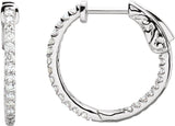 Platinum Round Natural Diamond Inside-Outside Hoop Earrings