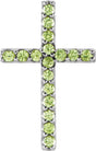 Platinum Round Natural Peridot Petite Cross Necklace or Pendant