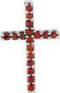 Platinum Round Natural Mozambique Garnet Petite Cross Necklace or Pendant