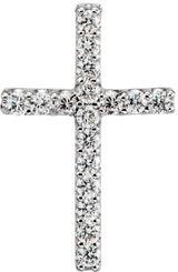 Platinum Round Natural Diamond Petite Cross Necklace or Pendant