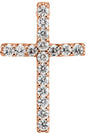 14K Gold Round Natural Diamond Petite Cross Necklace or Pendant - Rose Gold