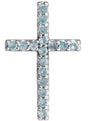 Platinum Round Natural Swiss Blue Topaz Petite Cross Necklace or Pendant