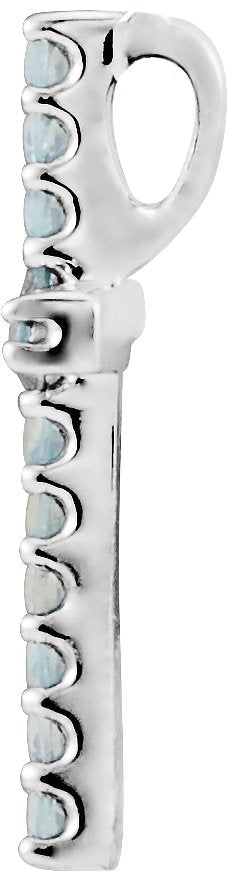 Platinum Round Natural Swiss Blue Topaz Petite Cross Necklace or Pendant - view 2