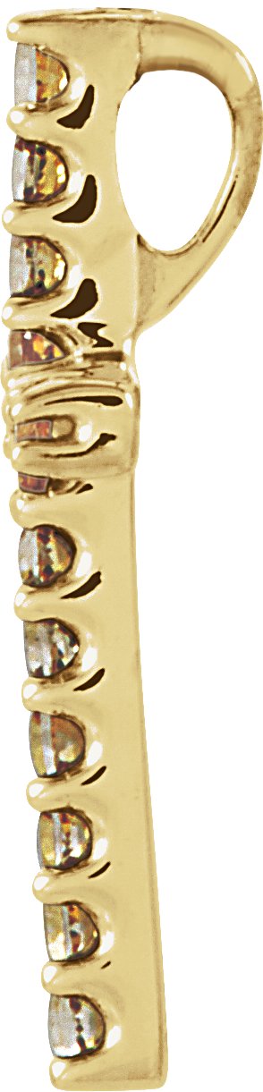 14K Gold Round Natural Yellow Sapphire Petite Cross Necklace or Pendant - Yellow Gold - view 2
