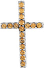 Platinum Round Natural Yellow Sapphire Petite Cross Necklace or Pendant