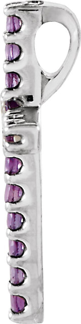 Platinum Round Natural Amethyst Petite Cross Necklace or Pendant - view 2