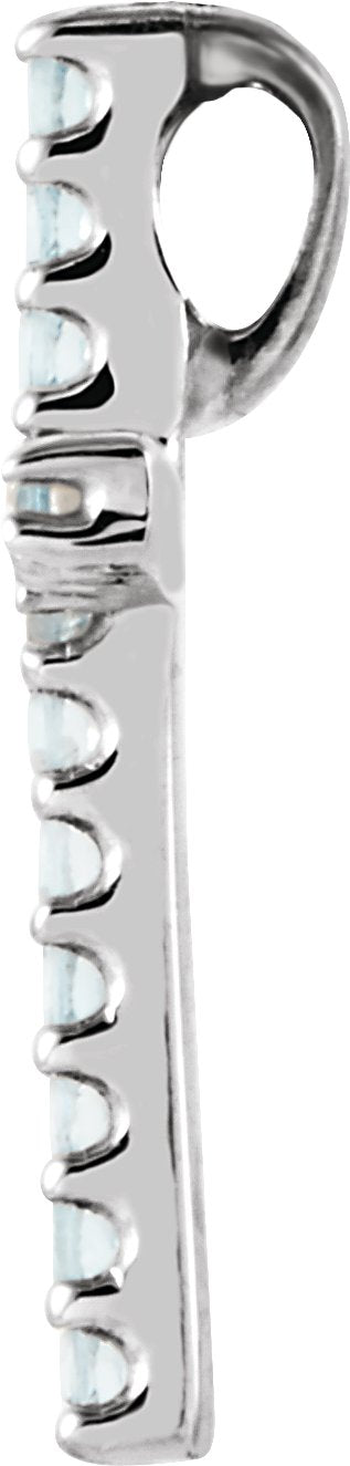 Platinum Round Natural Aquamarine Petite Cross Necklace or Pendant - view 2