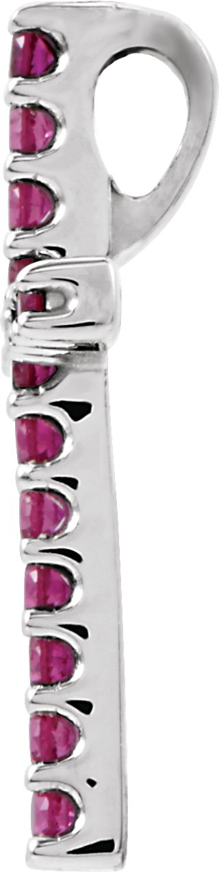 Platinum Round Natural Ruby Petite Cross Necklace or Pendant - view 2