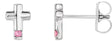 Platinum Round Natural Pink Tourmaline Accented Cross Earrings