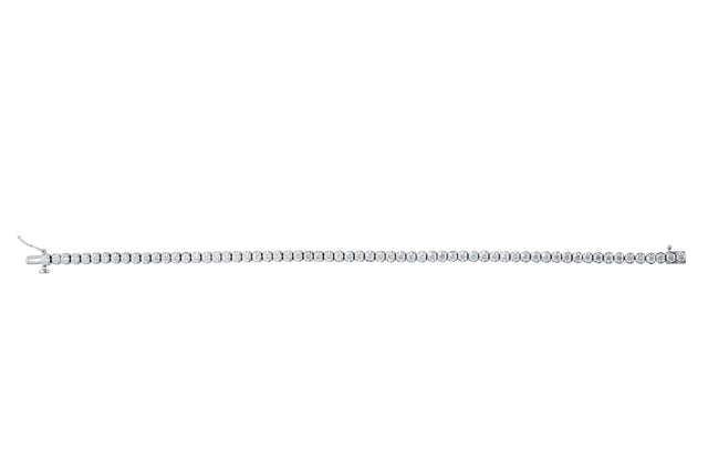14K Gold Round Natural Diamond Accented Line Bracelet – 2.4-3.2mm Stones - White Gold - view 2