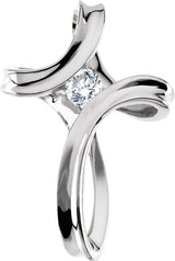 14K Gold Round Natural Diamond Cross Pendant – 1/5 CTW - White Gold