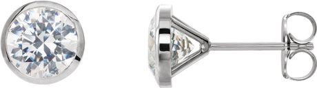 14K Gold Lab-Grown Diamond Round Bezel-Set Cocktail-Style Stud Earrings - White Gold