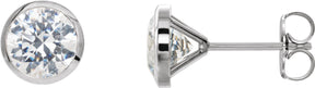 Platinum Natural Diamond Round Bezel-Set Cocktail-Style Stud Earrings