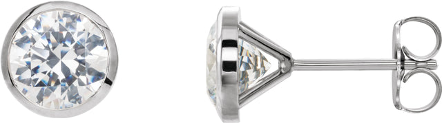 14K Gold Natural Diamond Round Bezel-Set Cocktail-Style Stud Earrings - White Gold