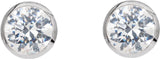 14K Gold Lab-Grown Diamond Round Bezel-Set Cocktail-Style Stud Earrings - White Gold - view 2