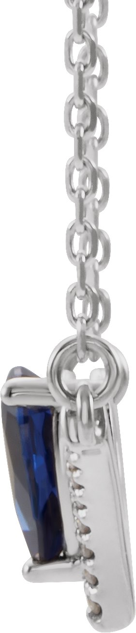 Platinum Pear Natural Blue Sapphire Accented V Necklace - view 2