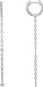 14K Gold Round Natural Diamond Accented Hinged Hoop Earrings - White Gold