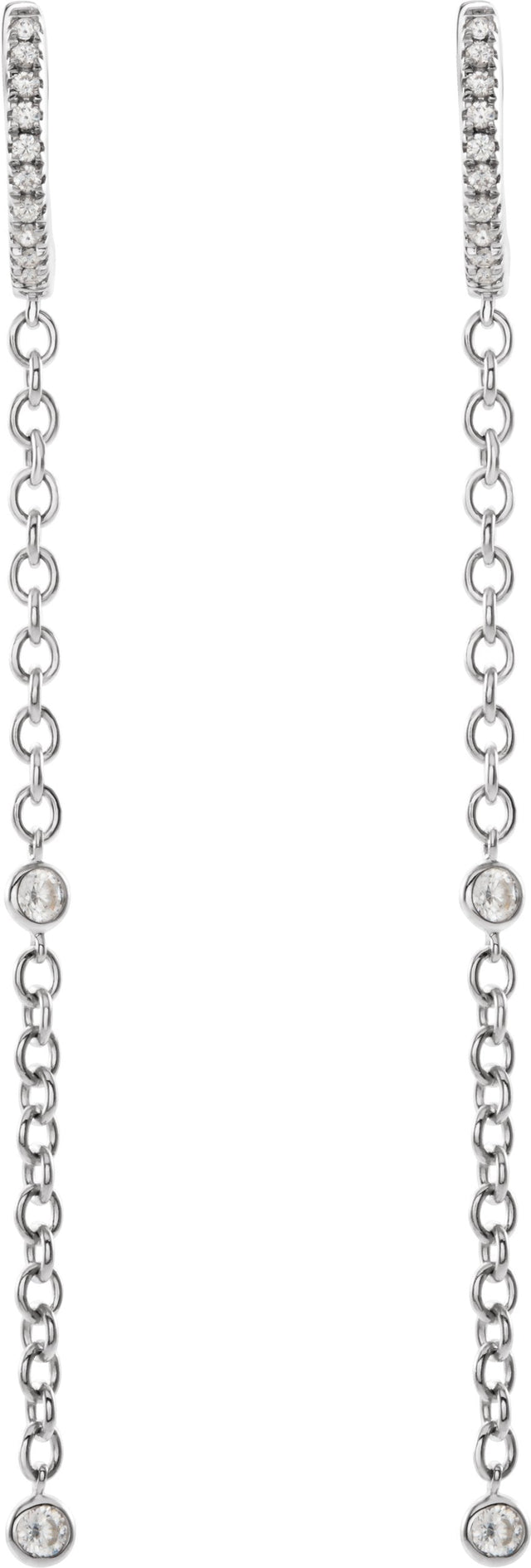 14K Gold Round Natural Diamond Accented Hinged Hoop Earrings - White Gold - view 2