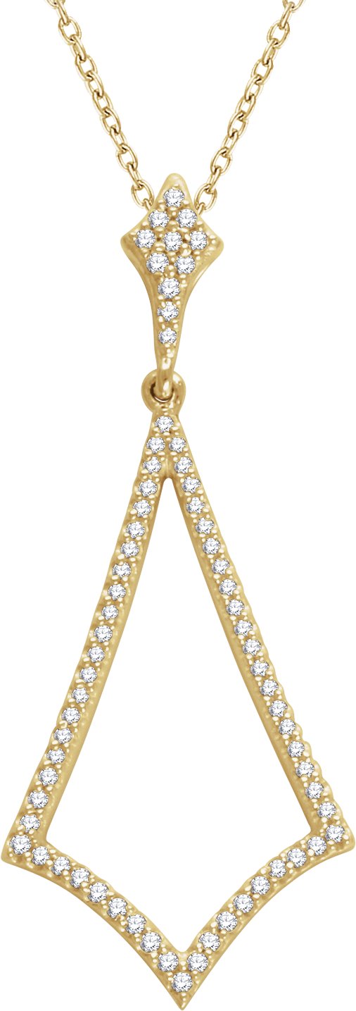 14K Gold Round Natural Diamond Geometric Necklace - Yellow Gold