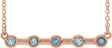 14K Gold Round Natural Aquamarine Bezel-Set Bar Necklace II - Rose Gold