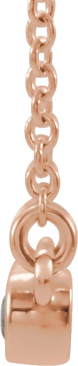 14K Gold Round Natural Aquamarine Bezel-Set Bar Necklace II - Rose Gold - view 2