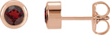 14K Gold Natural Mozambique Garnet Round Bezel-Set Birthstone Stud Earrings - Rose Gold