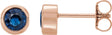 14K Gold Natural Blue Sapphire Round Bezel-Set Birthstone Stud Earrings - Rose Gold