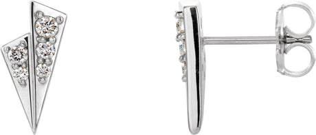 Platinum Round Natural Diamond Accented Geometric Earrings