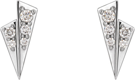 Platinum Round Natural Diamond Accented Geometric Earrings - view 2