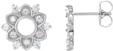 14K Gold Round Natural Diamond Accented Earrings III - White Gold