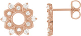 14K Gold Round Natural Diamond Accented Earrings III - Rose Gold