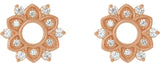 14K Gold Round Natural Diamond Accented Earrings III - Rose Gold - view 2