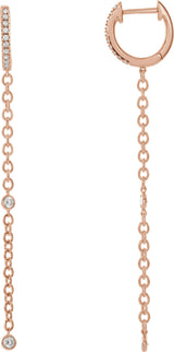 14K Gold Round Natural Diamond Accented Hinged Hoop Earrings - Rose Gold