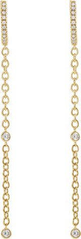 14K Gold Round Natural Diamond Accented Hinged Hoop Earrings - Yellow Gold - view 2
