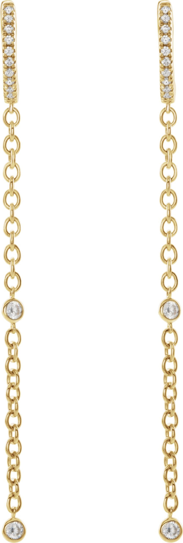 14K Gold Round Natural Diamond Accented Hinged Hoop Earrings - Yellow Gold - view 2