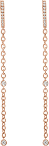 14K Gold Round Natural Diamond Accented Hinged Hoop Earrings - Rose Gold - view 2