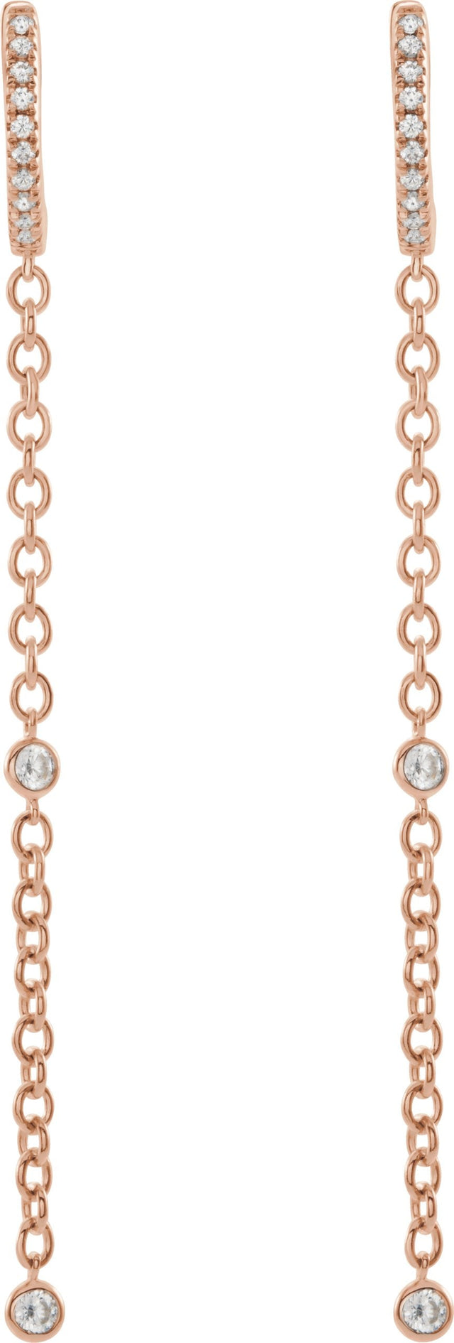 14K Gold Round Natural Diamond Accented Hinged Hoop Earrings - Rose Gold - view 2
