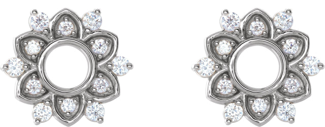 14K Gold Round Natural Diamond Accented Earrings III - White Gold - view 2