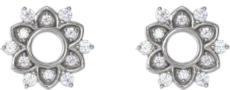 Platinum Round Natural Diamond Accented Earrings II - view 2