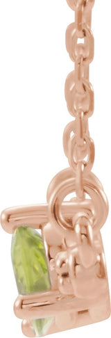 14K Gold Pear Natural Peridot Accented Bar Necklace - Rose Gold - view 2